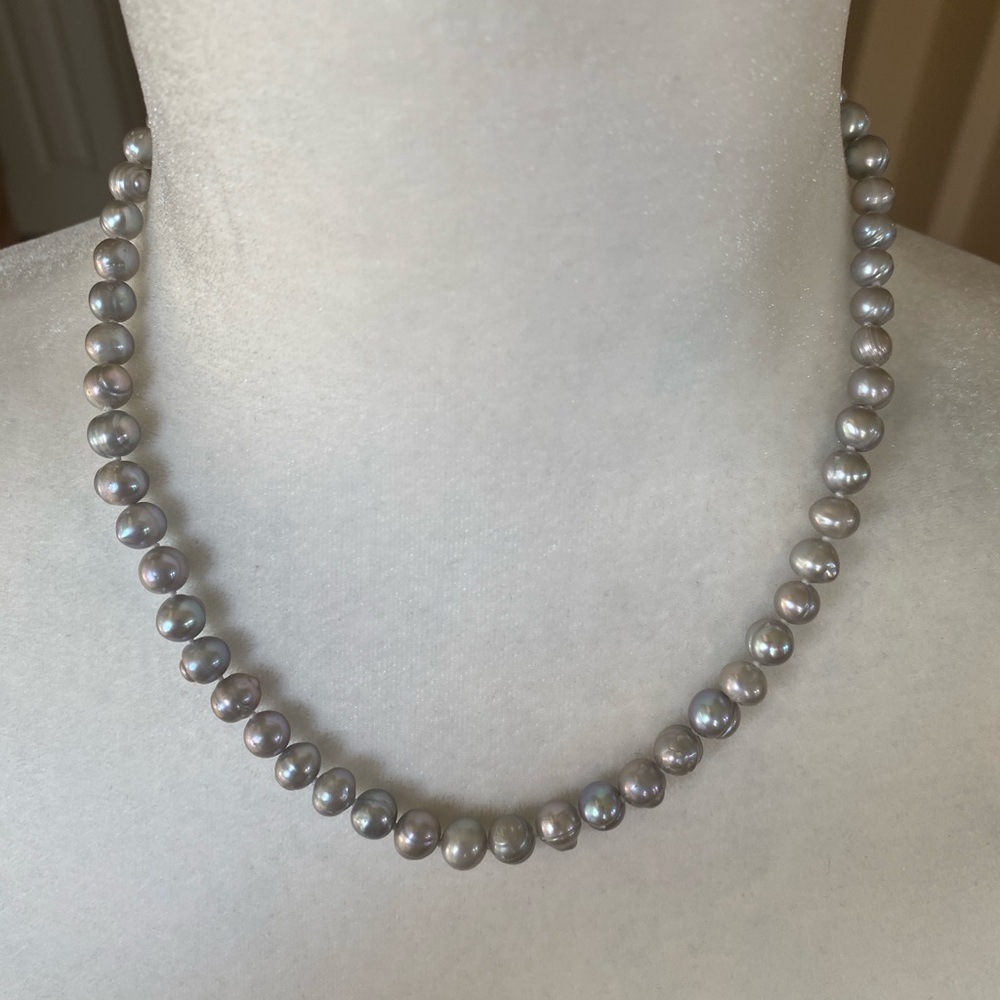 Effy Silver/Gray Cultured Freshwater Pearl Necklace Classic 18" Strand Design - Picture 5 of 5